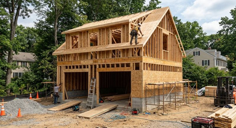 Two Story Garage Construction in Pearland, TX