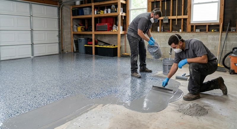 Speckled Garage Floor Painting in Columbia, SC